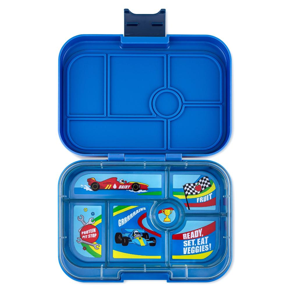 Yumbox - Race Cars 6 Compartments Lunch Box - Surf Blue