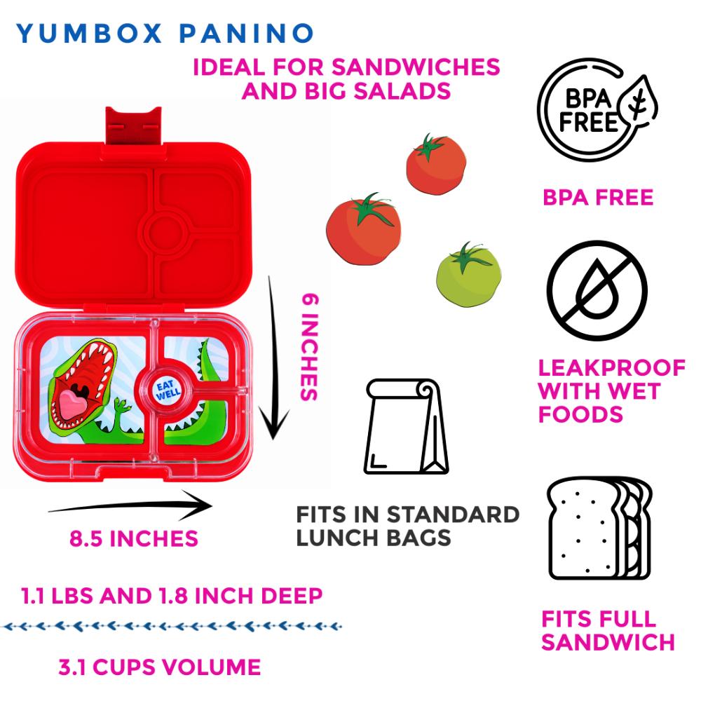 Yumbox - Wow Red 4 Compartments Lunch Box - Dinosaur