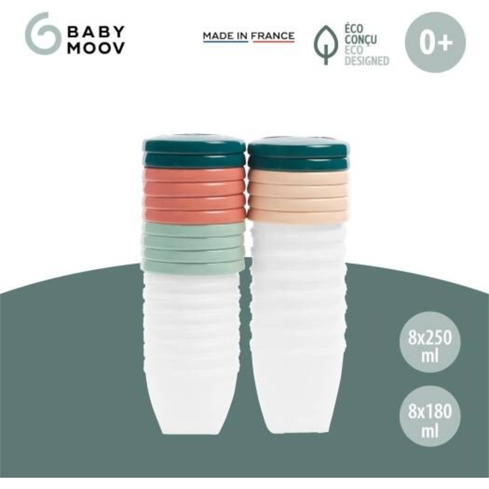 Babymoov - Biosourced BABYBOLS - Kit 8 x 180ml + 8 x 250ml Food Storage tubs