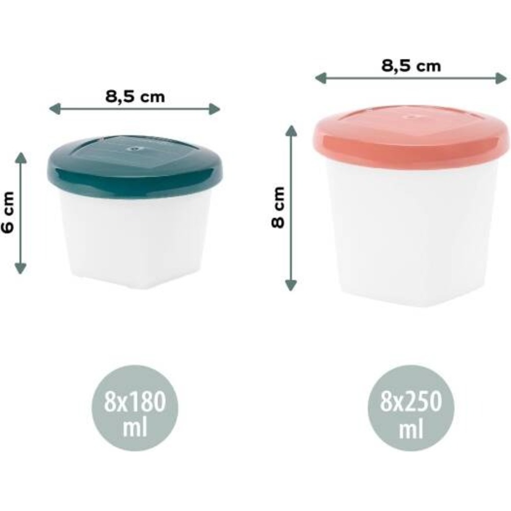 Babymoov - Biosourced BABYBOLS - Kit 8 x 180ml + 8 x 250ml Food Storage tubs