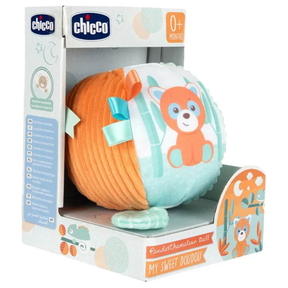 Chicco - Panda & Chameleon Rattle Ball - Orange/Blue