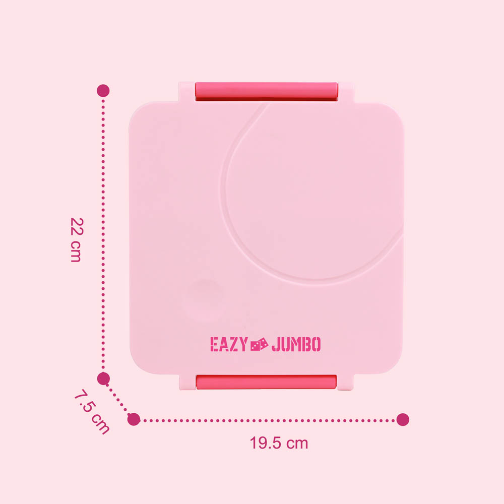 Eazy kids - 3/4 Jumbo Lunch Box with Bowl, Spoon & Fork - Pink