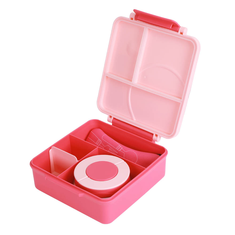 Eazy kids - 3/4 Jumbo Lunch Box with Bowl, Spoon & Fork - Pink