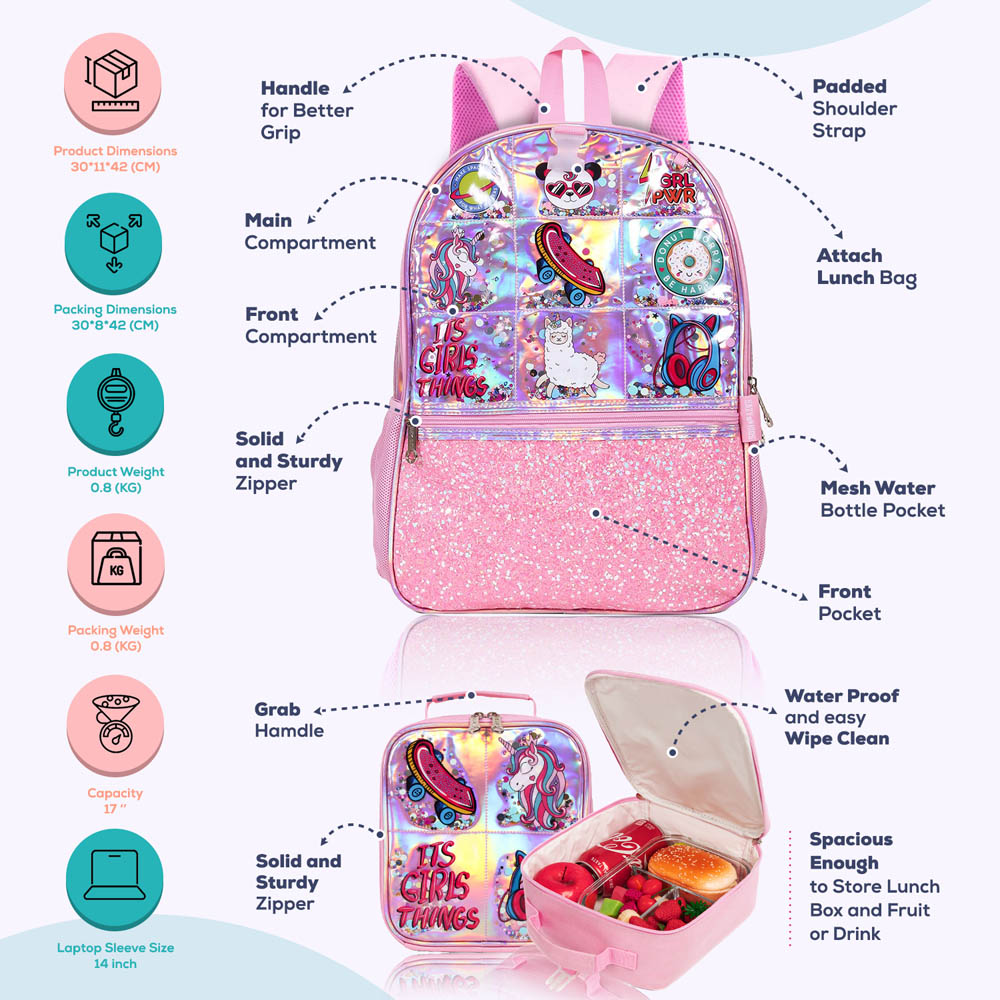 Eazy kids - Back to School Combo Set of 4 It's Girl Thing - Pink