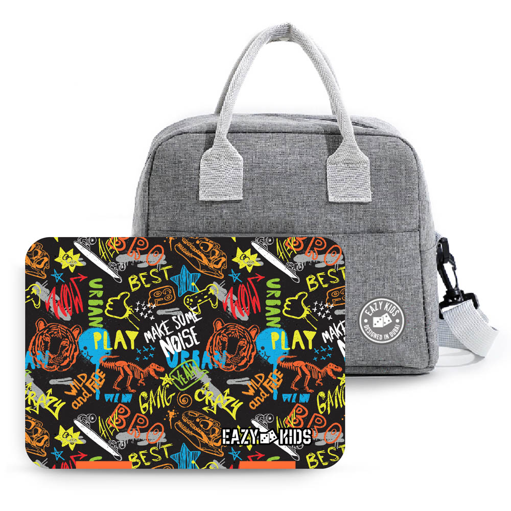 Eazy kids - Bento Box with Insulated Lunch Bag & Cutter Set - Combo - Black Best Bro