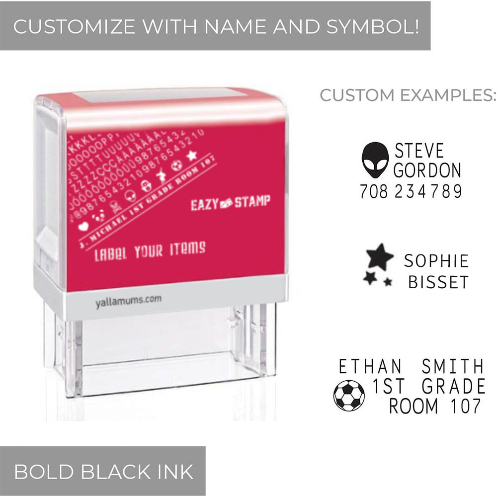 Eazy kids - Customizable Self Inking Fabric Stamp Kit - Black