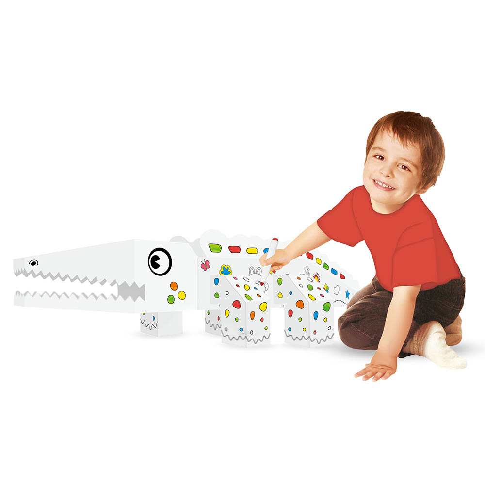 Eazy kids - DIY Doodle Coloring Kit with Set of 6 Sketch Pens - Crocodile