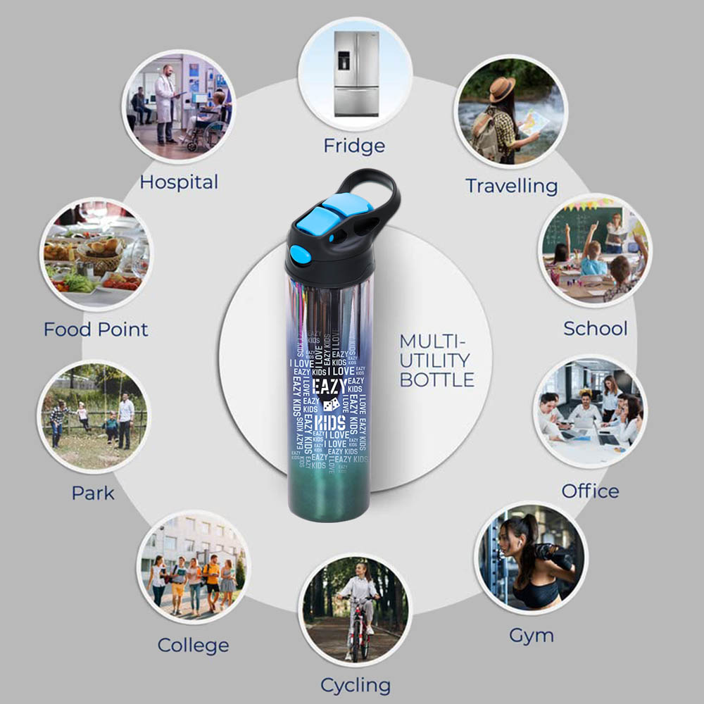 Eazy kids - Double wall Stainless Steel Water Bottle - Blue (530ml)