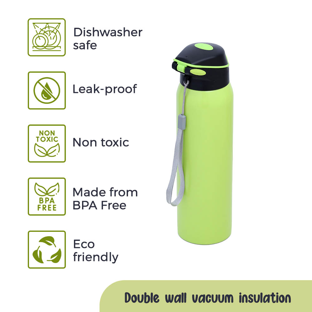 Eazy kids - Insulated School Water Bottle - Green, 500ml