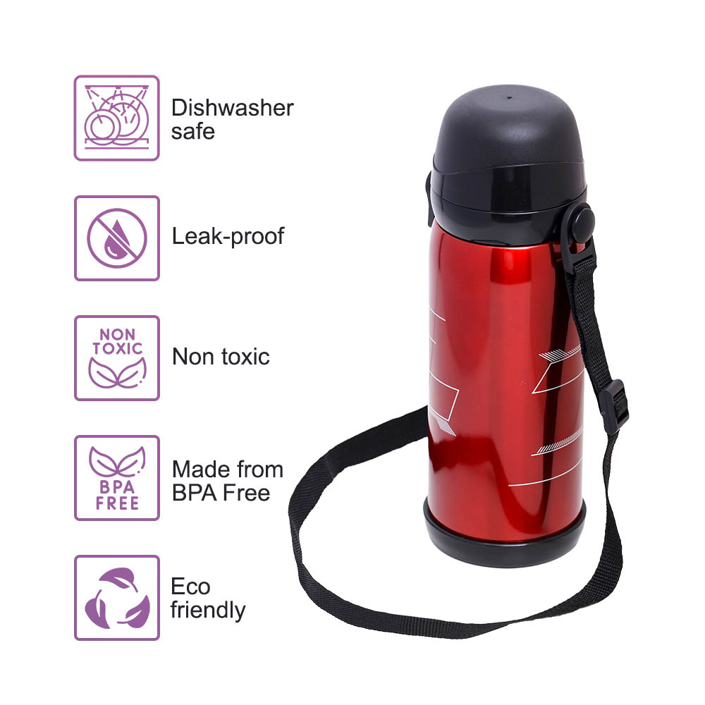 Eazy kids - Insulated School Water Bottle - Red, 800ml