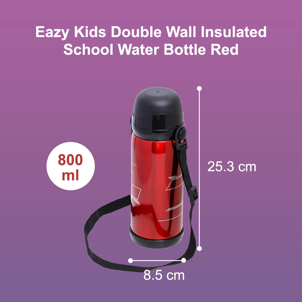 Eazy kids - Insulated School Water Bottle - Red, 800ml