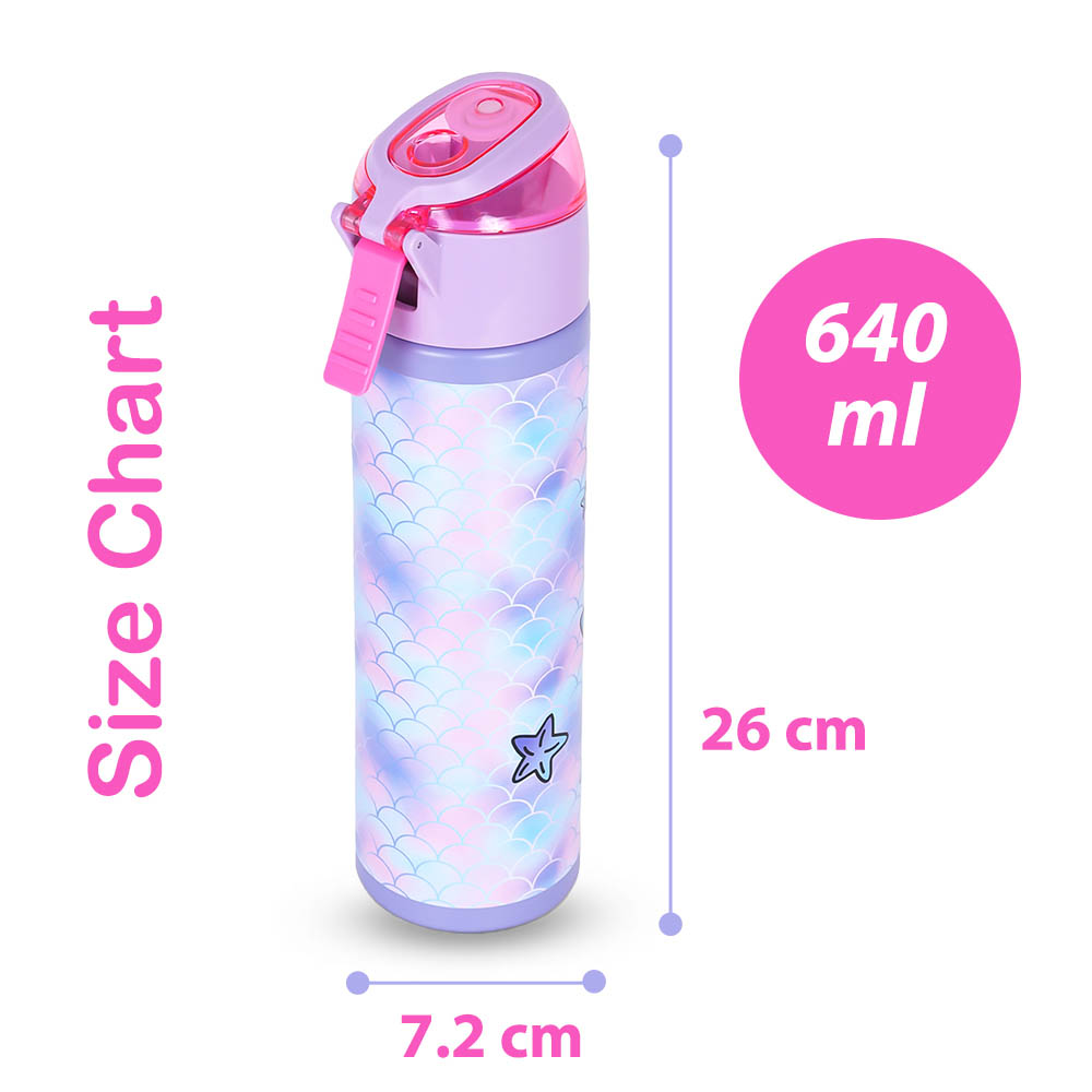 Eazy kids - Insulated SS Water Bottle with Spray Mermaid - 640ml