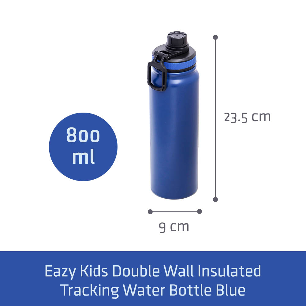 Eazy kids - Insulated Tracking Water Bottle - Blue, 800ml