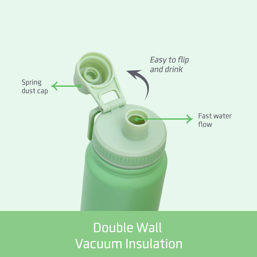 Eazy kids - Insulated Tracking Water Bottle - Green, 800ml