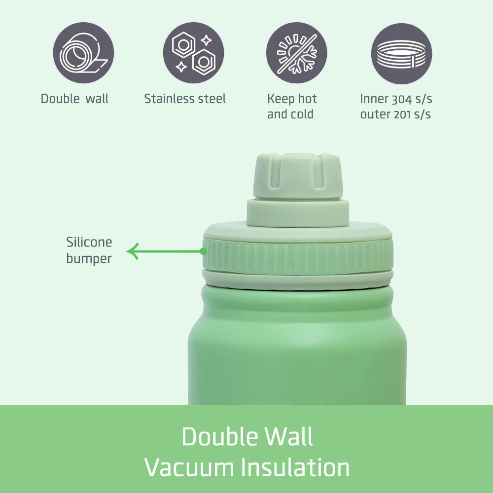 Eazy kids - Insulated Tracking Water Bottle - Green, 800ml