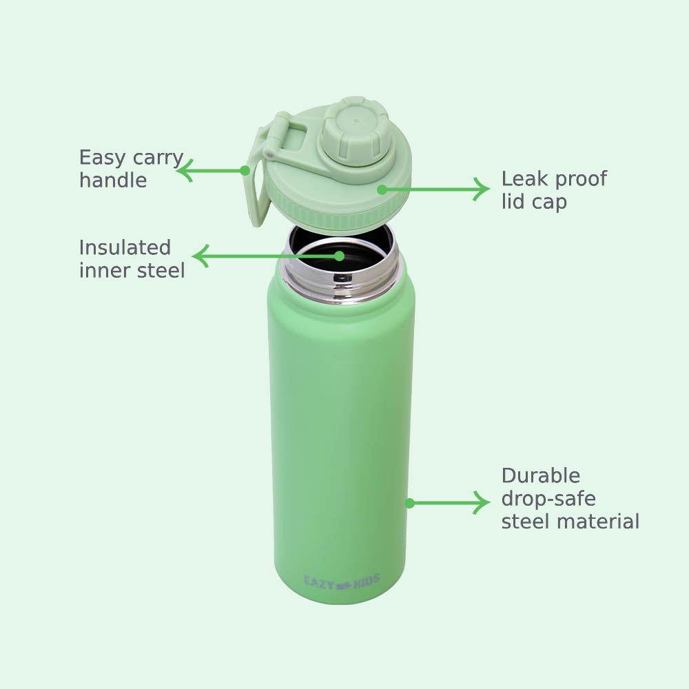 Eazy kids - Insulated Tracking Water Bottle - Green, 800ml