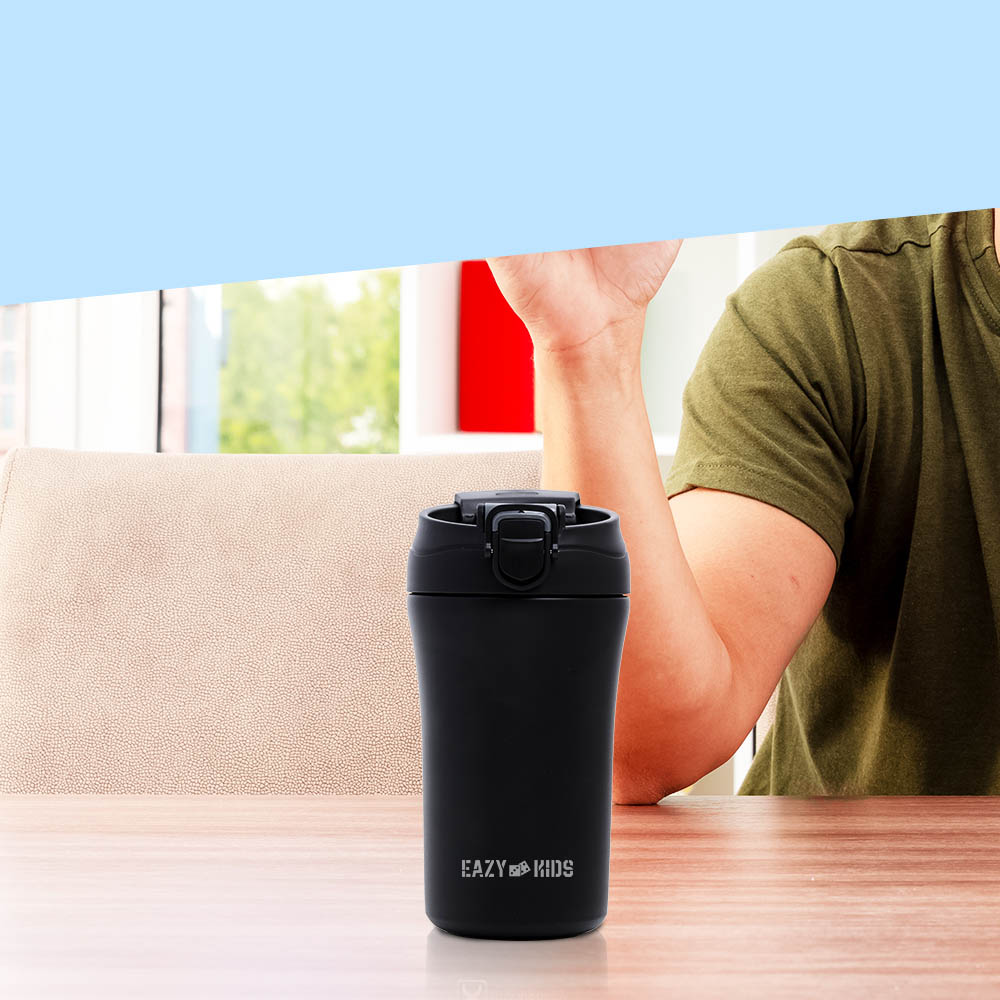 Eazy kids - Insulated Tumbler Water Bottle - Black, 400ml