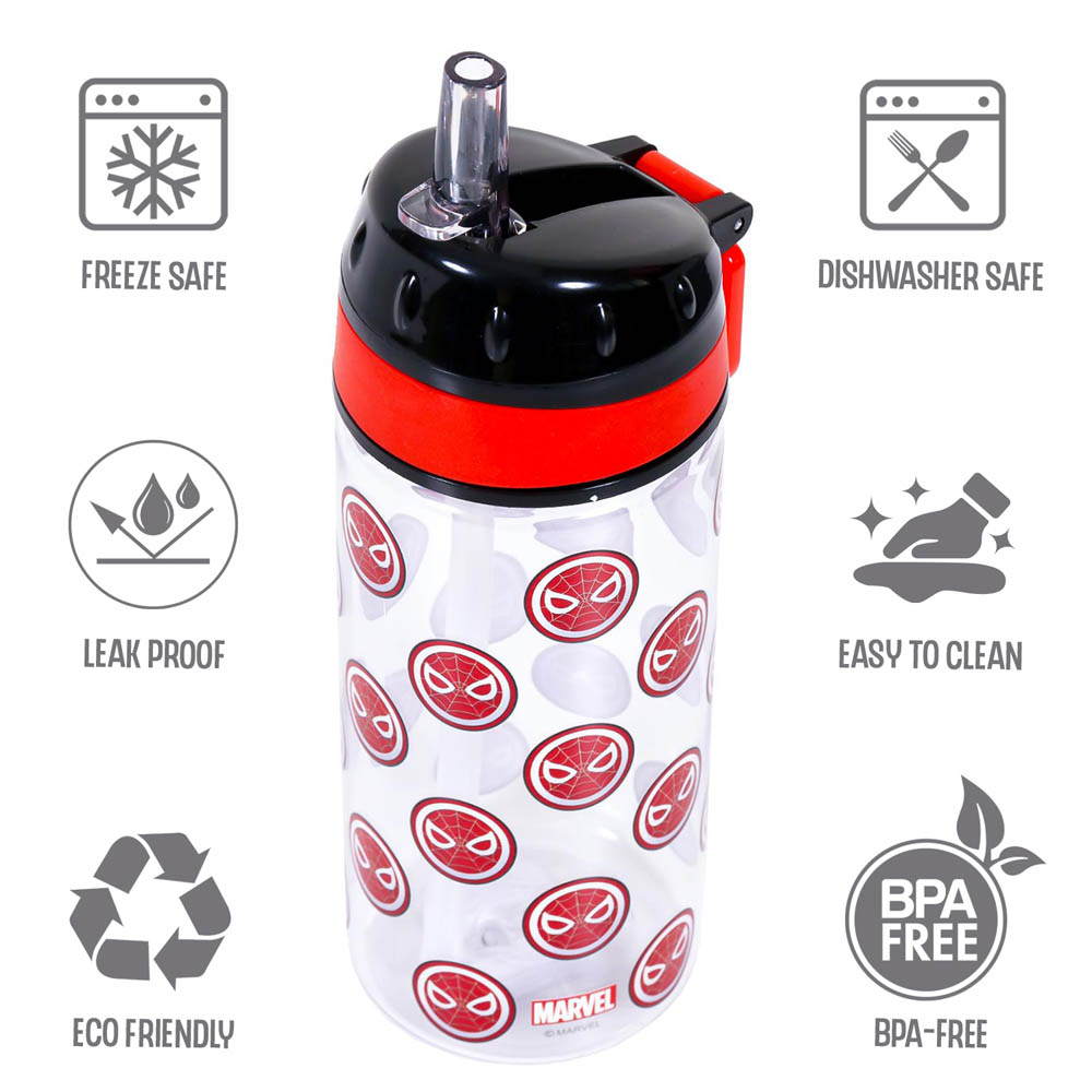 Eazy kids - Marvel Spider - Man Tritan Water Bottle with Carry handle - Black Red(420ml)