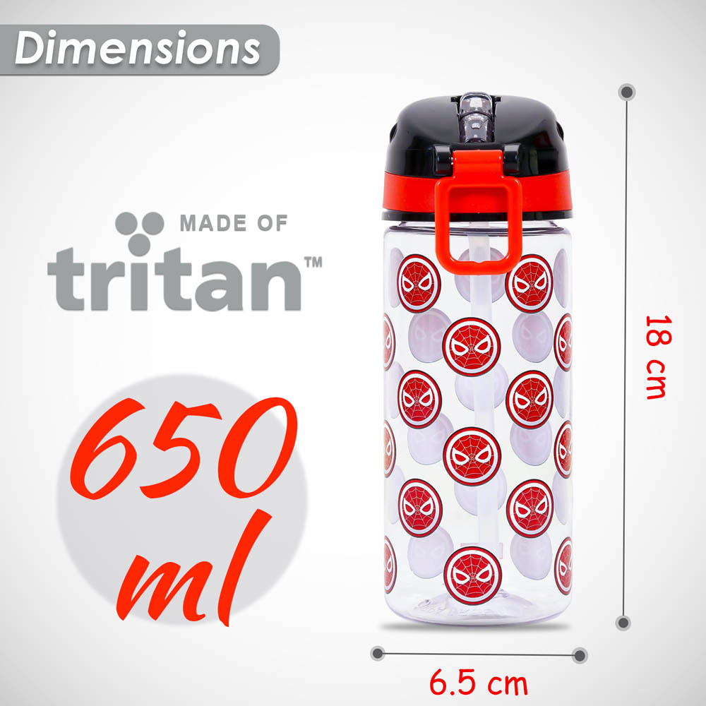 Eazy kids - Marvel Spider - Man Tritan Water Bottle with Carry handle - Black Red(420ml)