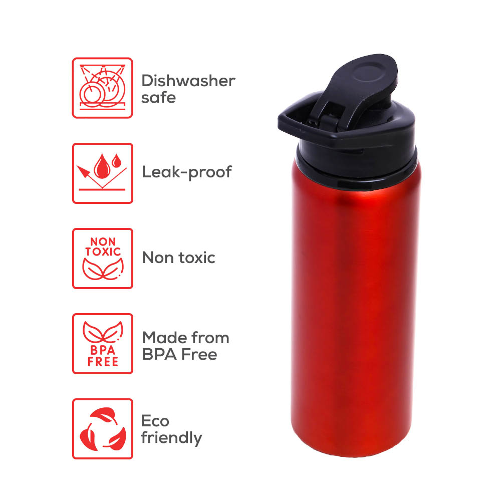 Eazy kids - Stainless Steel Sports Water Bottle - Red, 700ml