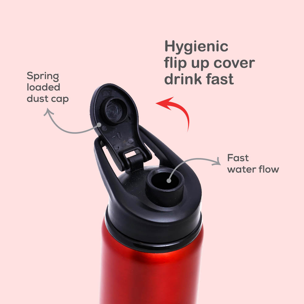 Eazy kids - Stainless Steel Sports Water Bottle - Red, 700ml