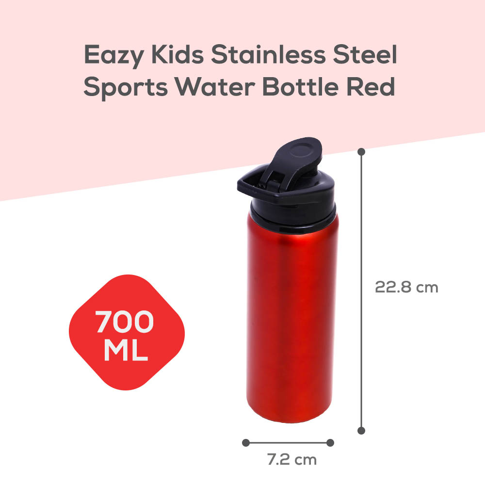Eazy kids - Stainless Steel Sports Water Bottle - Red, 700ml