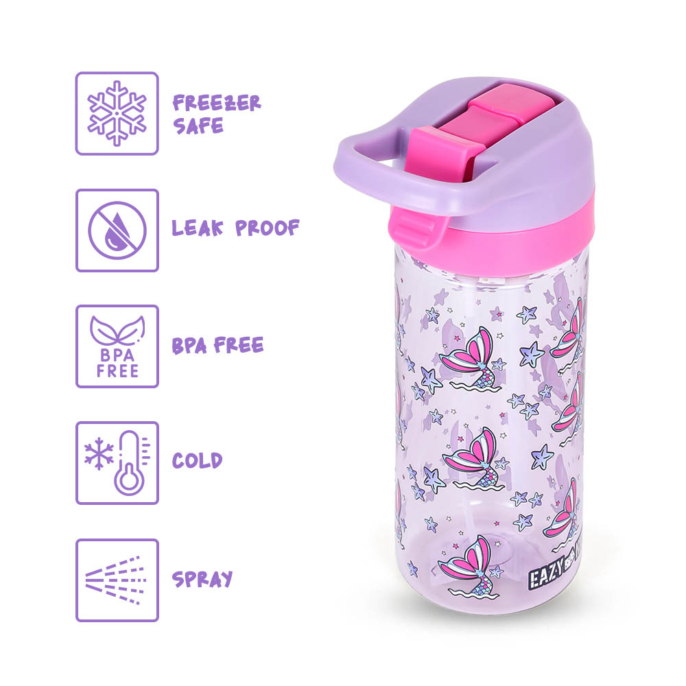 Eazy kids - Tritan Water Bottle with Spray Mermaid Pink, 420ml