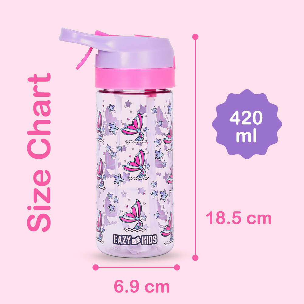 Eazy kids - Tritan Water Bottle with Spray Mermaid Pink, 420ml