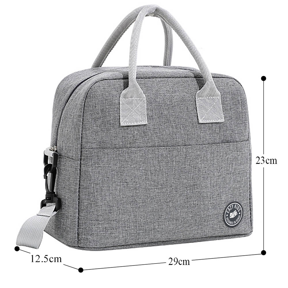 Eazy kids - Unicorn Purple 6 Compartment Bento Lunch Box with Lunch Bag - Grey