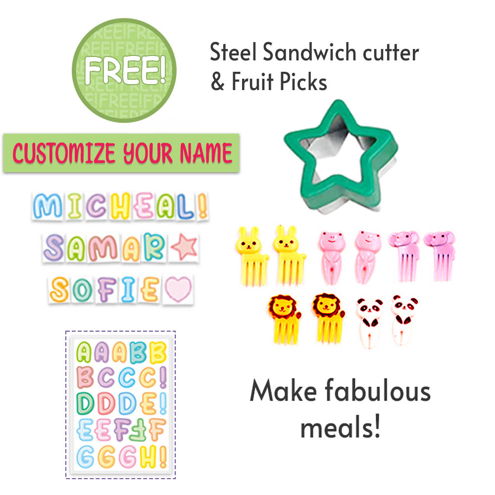 Eazy kids - Unicorn Purple 6 Compartment Bento Lunch Box with Lunch Bag - Grey