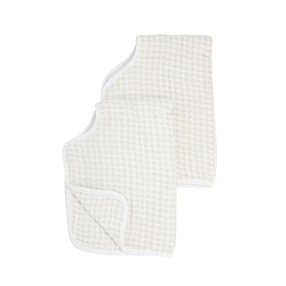 Little Unicorn - Cotton Muslin Burp Cloth 2 Pack - Tan Gingham