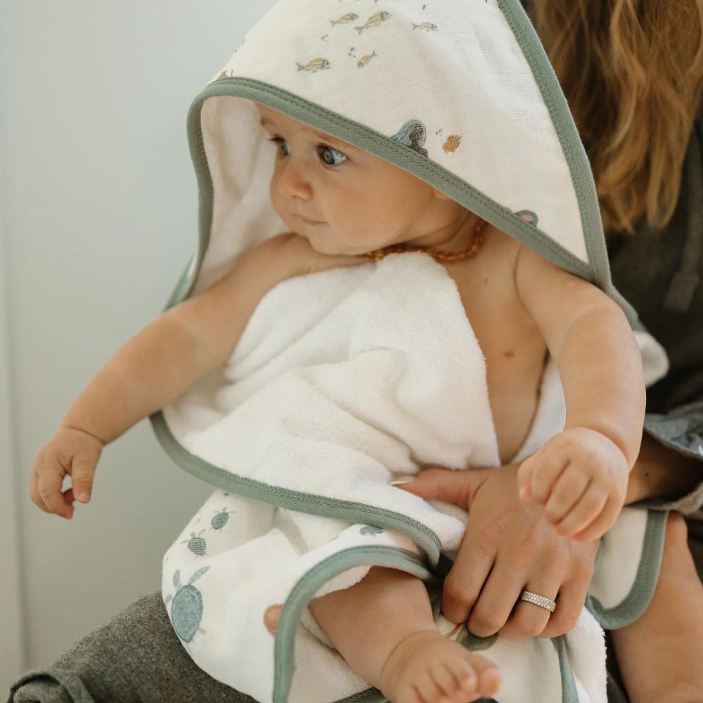 Little Unicorn - Cotton Muslin Hooded Infant Towel - Mermaids