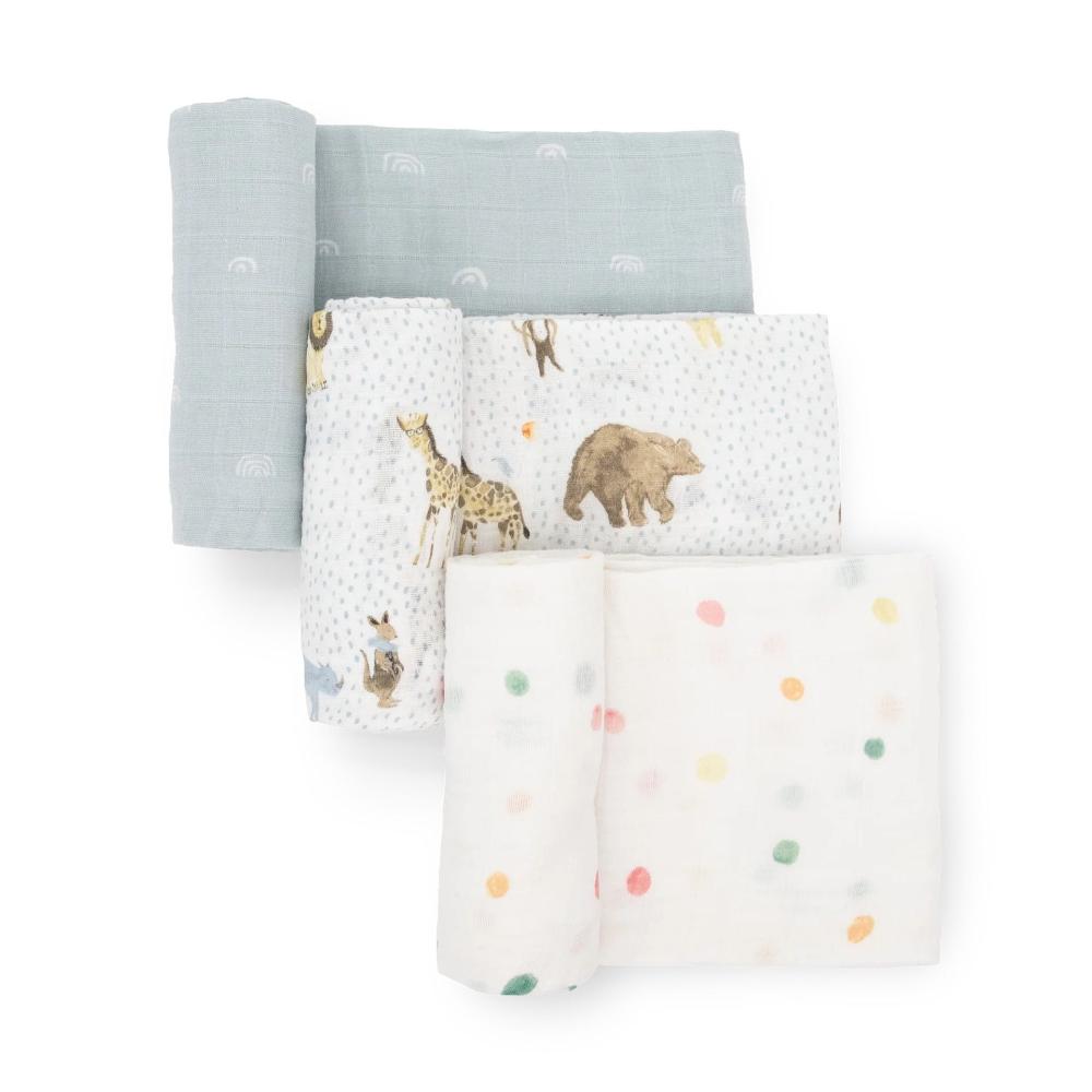 Little Unicorn - Cotton Muslin Swaddle 3 Pack - Party Animals