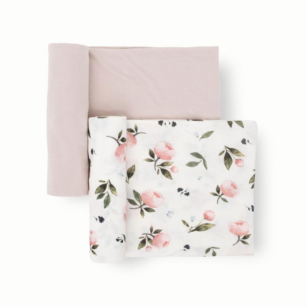 Little Unicorn - Stretch Knit Swaddle 2 Pack - Watercolor Rose