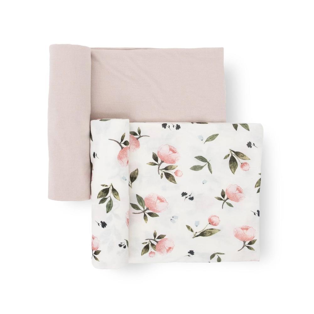 Little Unicorn - Stretch Knit Swaddle 2 Pack - Watercolor Rose