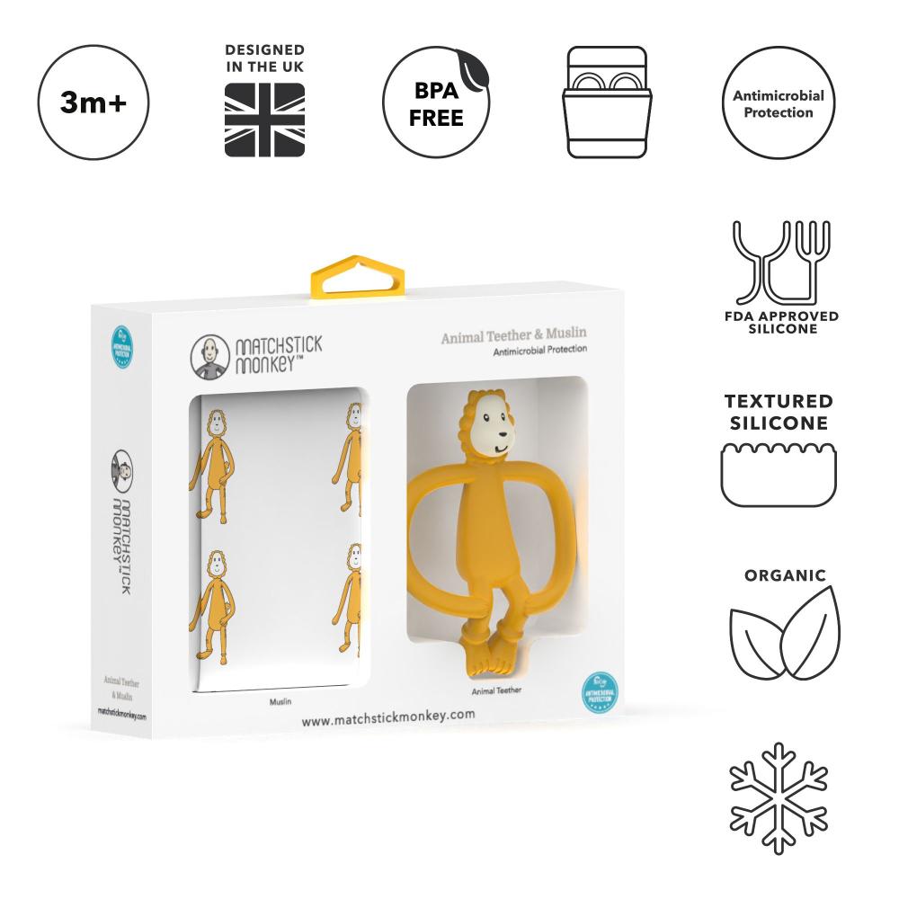 Matchstick Monkey - Animal Teether & Muslin Gift Set - Giraffe
