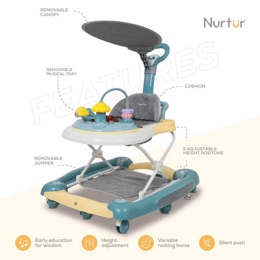Nurtur - 2 in 1 Baby Walker - Multifunction Adjustable 5 Gear
