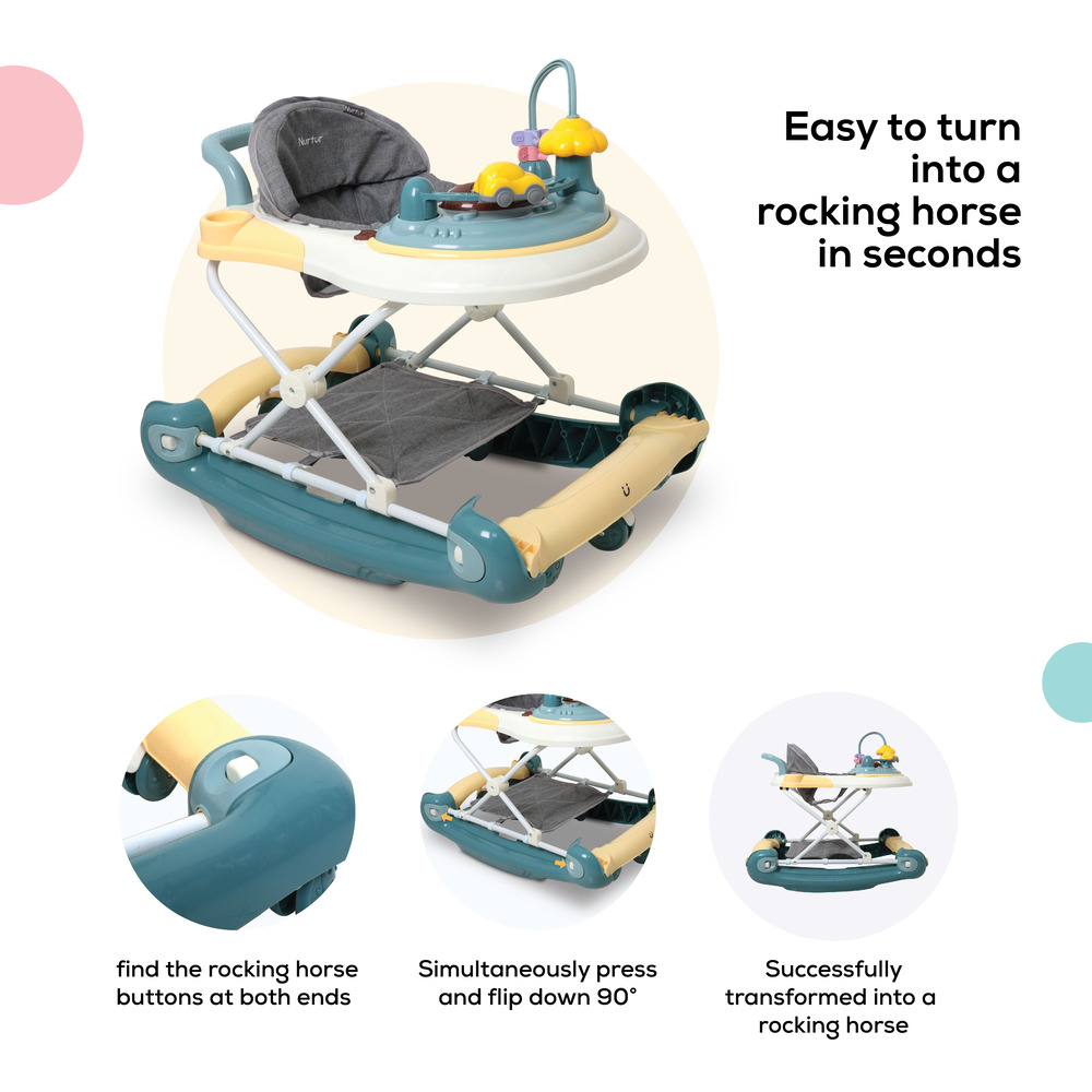 Nurtur - 2 in 1 Baby Walker - Multifunction Adjustable 5 Gear