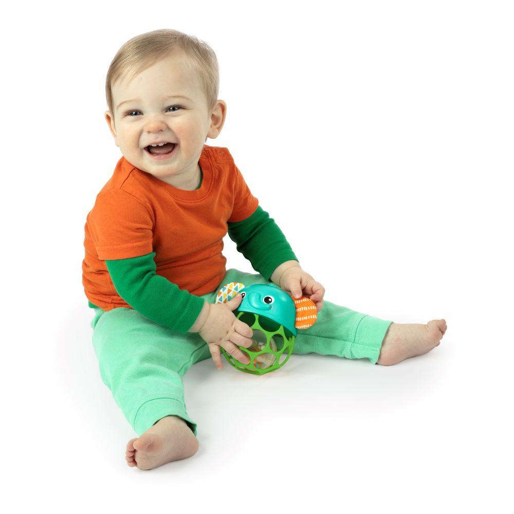 Bright Starts - Giggle & Glow Musical Light-up Rattle Easy-grasp Oball Elephant Toy