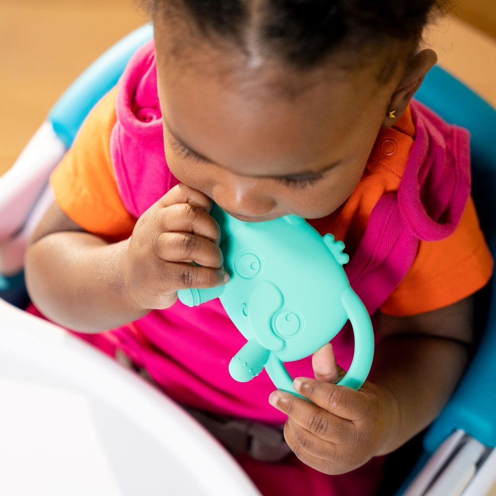 Bright Starts - Tame Your Tusks Silicone Teether With Handles - Blue
