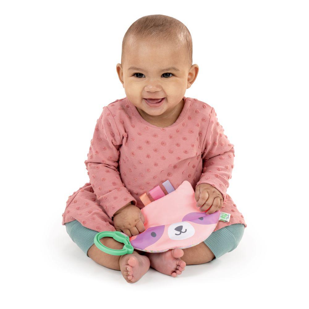 Ingenuity - Crinklet Raccoon Crinkle Toy Satin Ribbon Tags - Deni