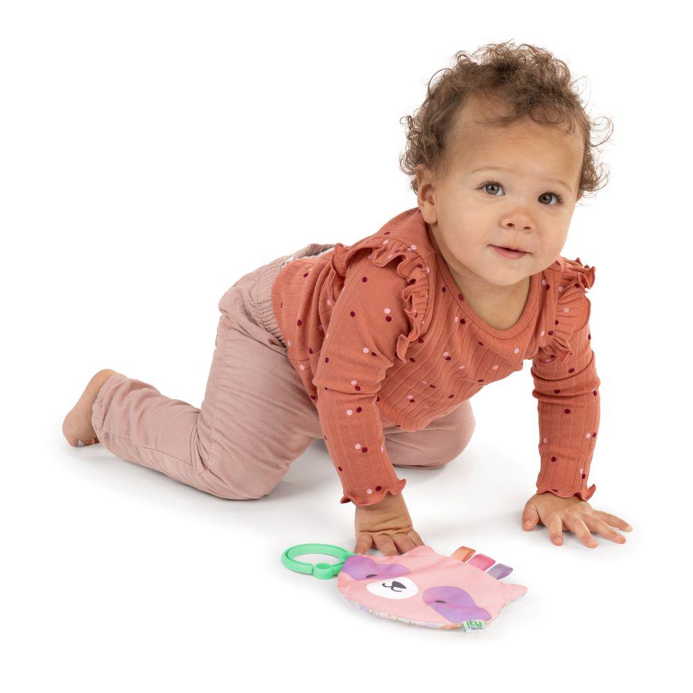 Ingenuity - Crinklet Raccoon Crinkle Toy Satin Ribbon Tags - Deni