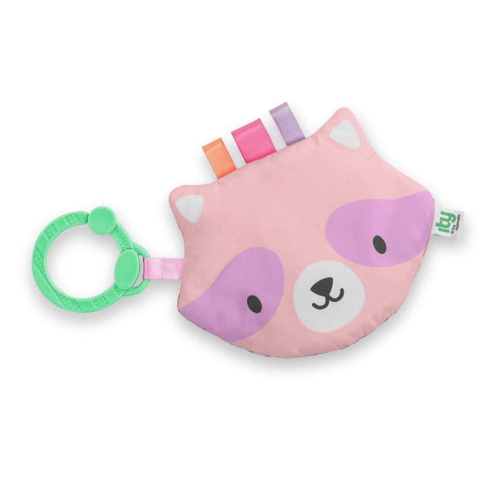 Ingenuity - Crinklet Raccoon Crinkle Toy Satin Ribbon Tags - Deni