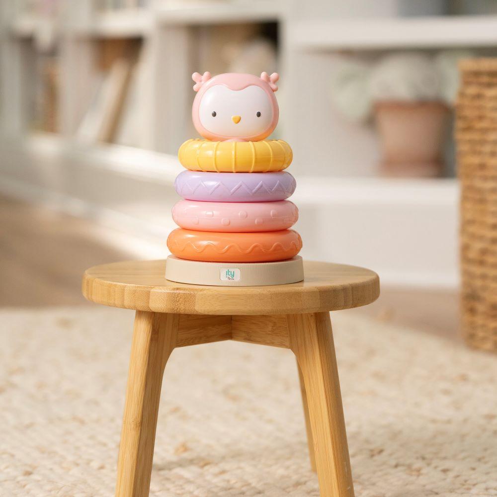 Ingenuity - Cutie Stacks 4 Bpa-free Rings Faux Wood Stand - Nally