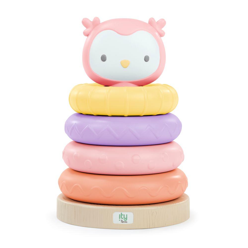 Ingenuity - Cutie Stacks 4 Bpa-free Rings Faux Wood Stand - Nally