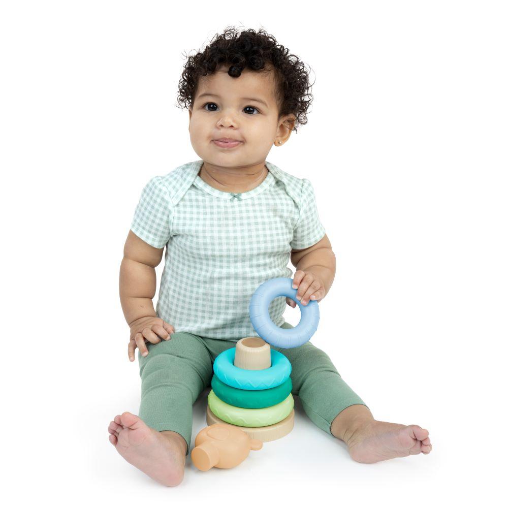Ingenuity - Cutie Stacks 4 Bpa-free Rings Faux Wood Stand - Nate