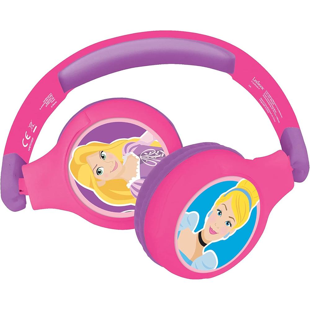 Lexibook - Disney Princess 2-in-1 Bluetooth Headphones for Kids - Pink