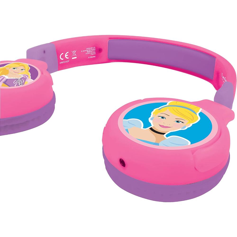 Lexibook - Disney Princess 2-in-1 Bluetooth Headphones for Kids - Pink