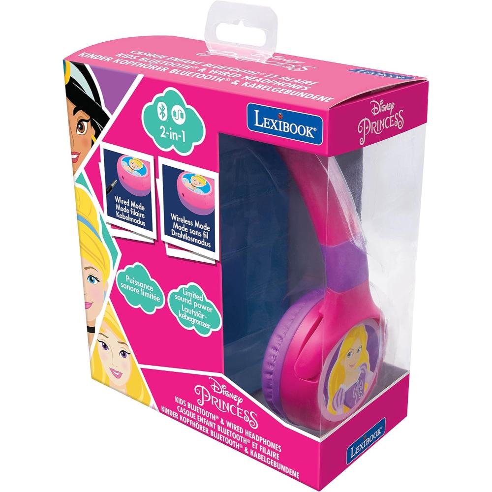 Lexibook - Disney Princess 2-in-1 Bluetooth Headphones for Kids - Pink