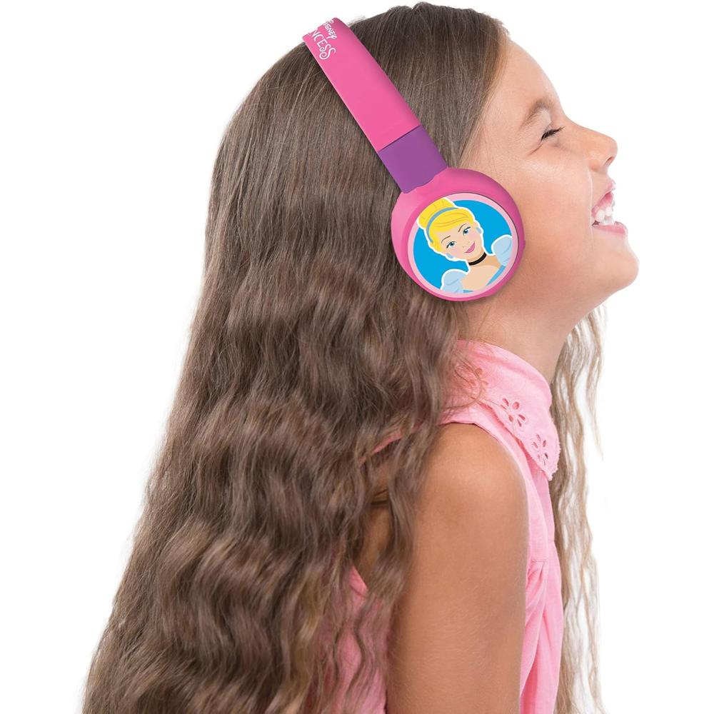 Lexibook - Disney Princess 2-in-1 Bluetooth Headphones for Kids - Pink